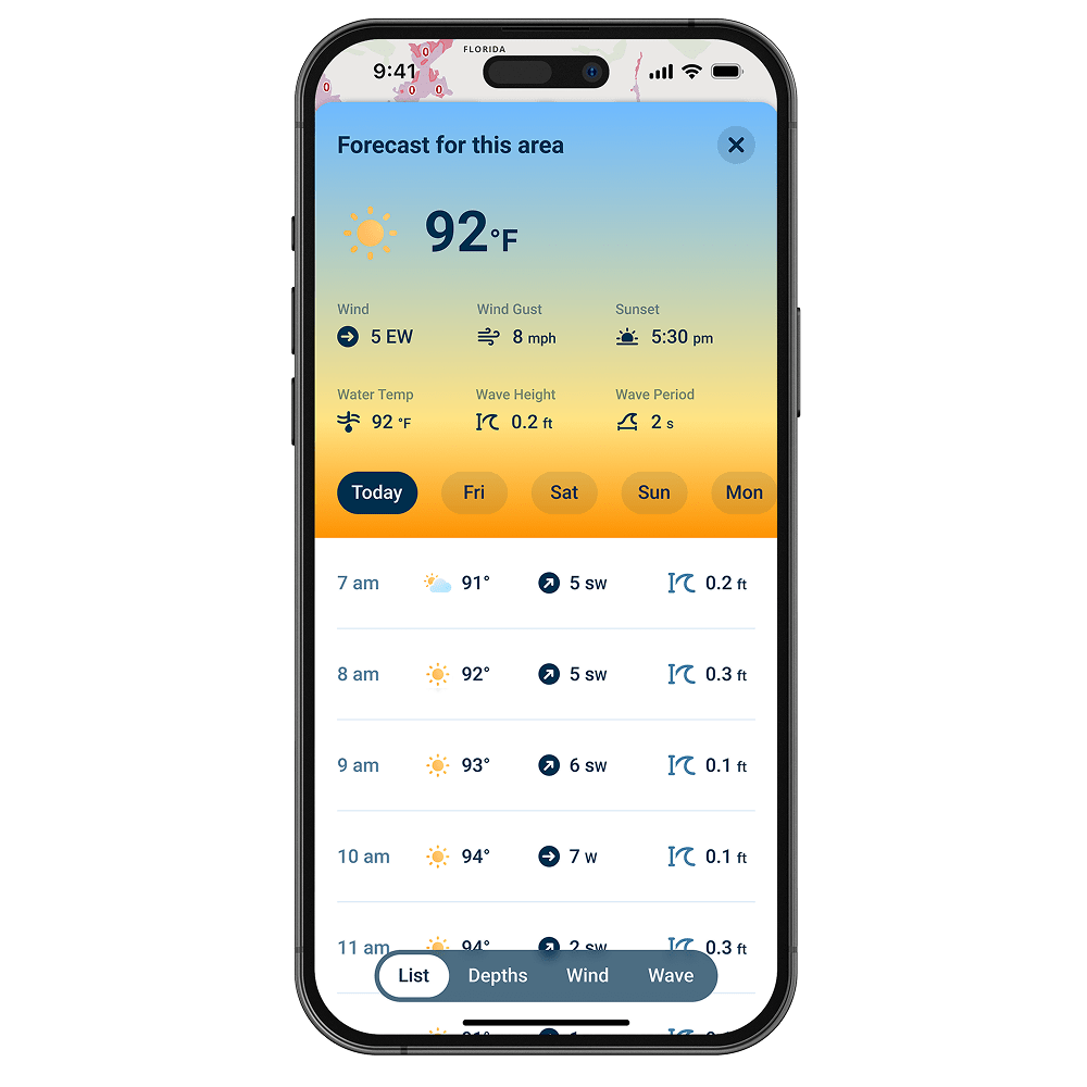 wavve boating app weather feature